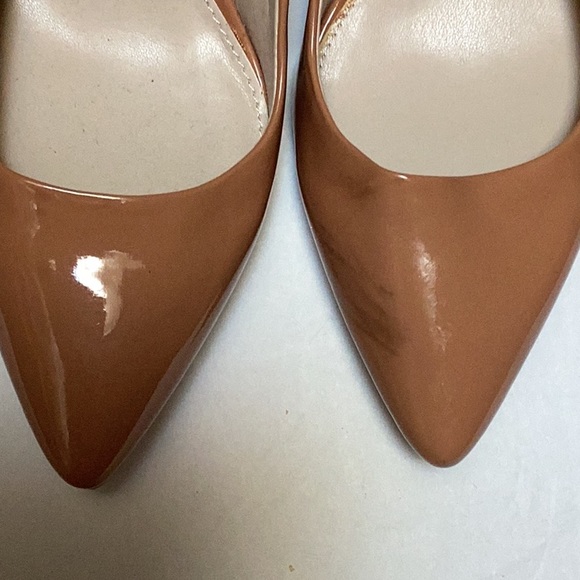 Calvin Klein Bessie Natural Almond Tan Patent Mini Snake Wedge Pump Sz 8.5 NWOT - Picture 3 of 12